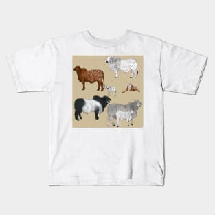 Brahman Cattle Tan Kids T-Shirt